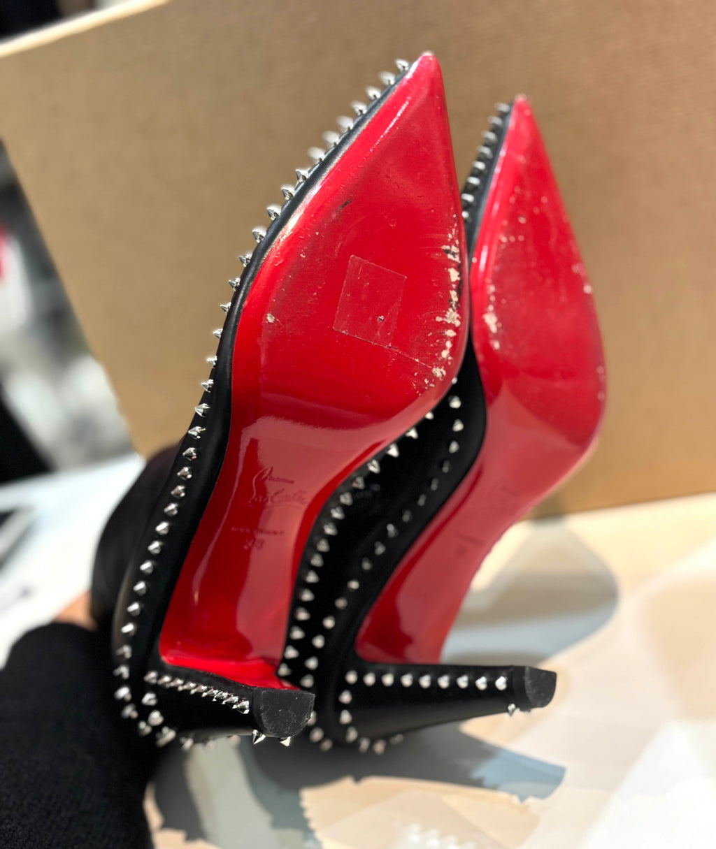 LOUBOUTIN VIDURA LEATHER STUDDED BOOTIES