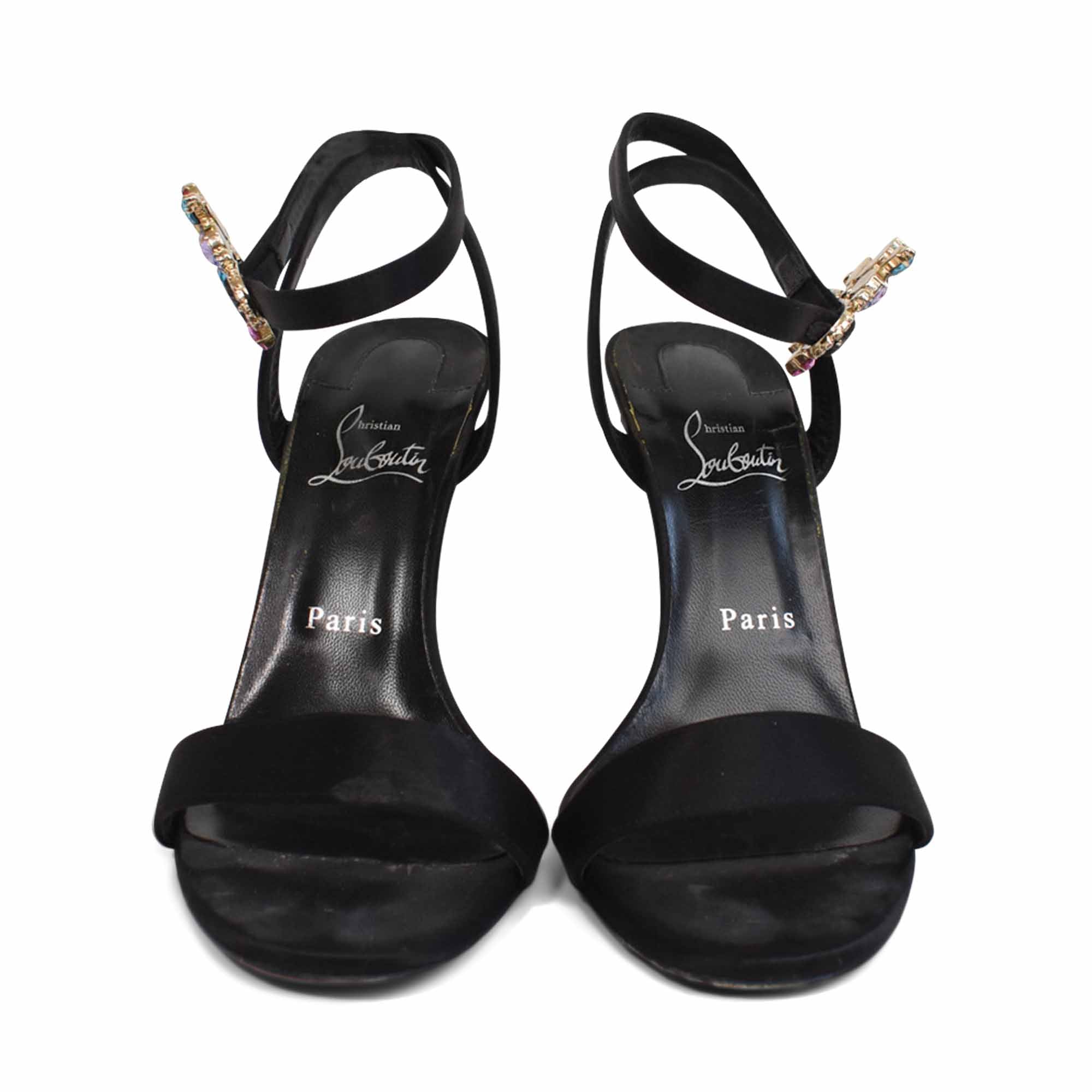Christian Louboutin 'Goldie Jolie 100' Satin Sandals - Women's 39.5