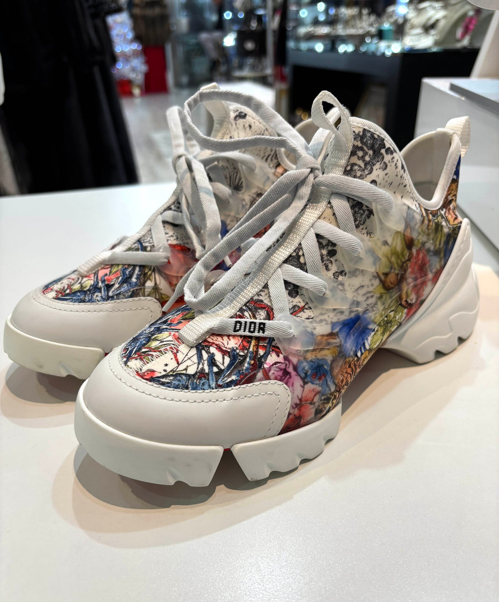 CHRISTIAN DIOR D-CONNECT ZODIAC PRINTED WHITE MULTICOLOR SNEAKERS