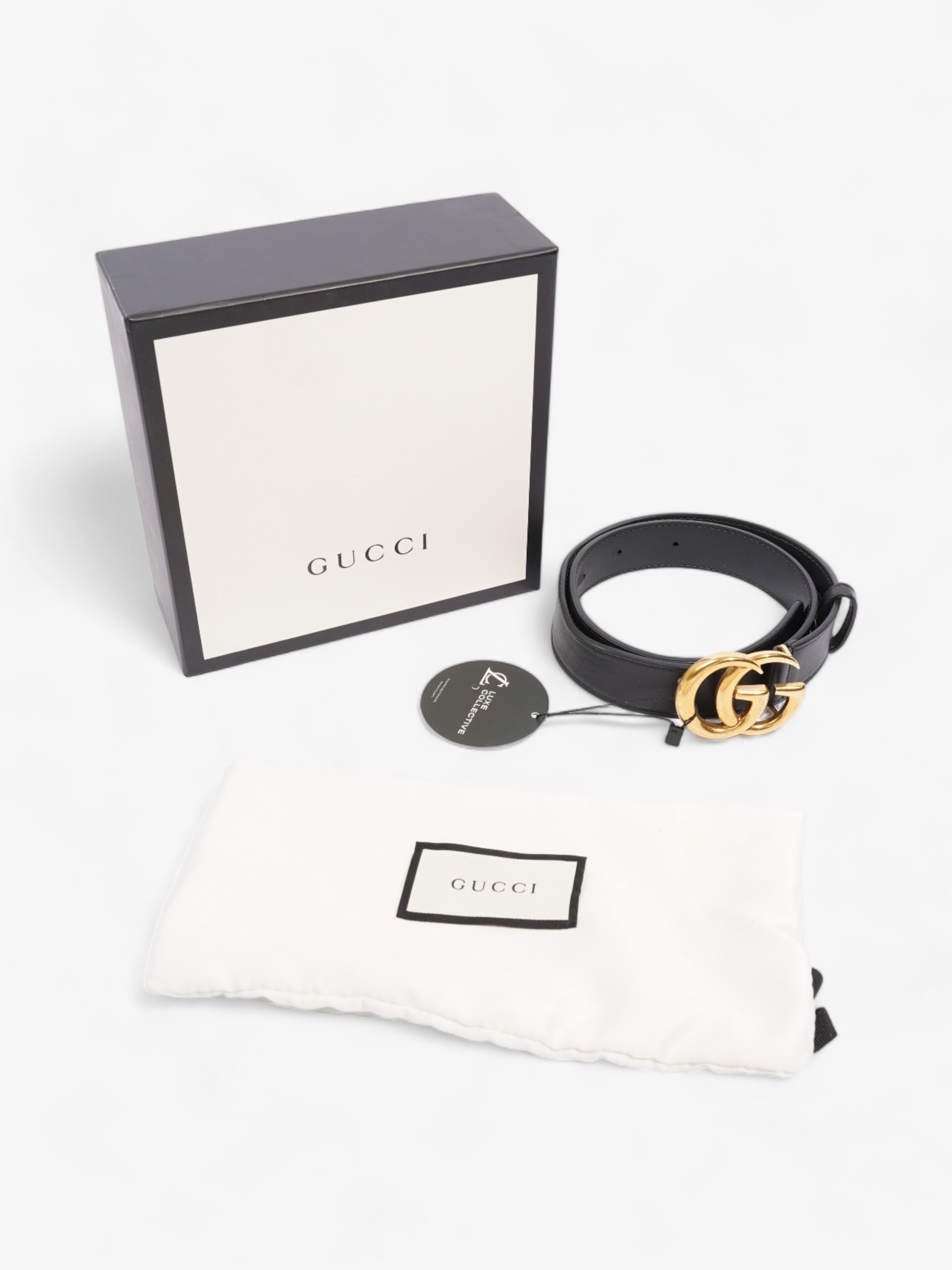 Gucci GG Marmont Thin Belt Black Leather 70cm / 28"