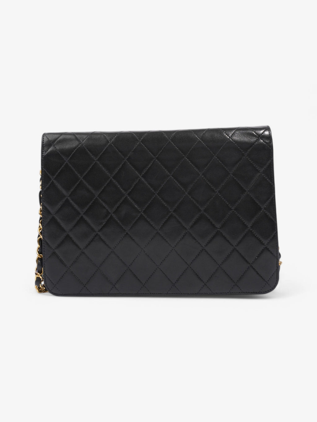 Chanel Half Flap Shoulder Bag Black Lambskin Leather Medium