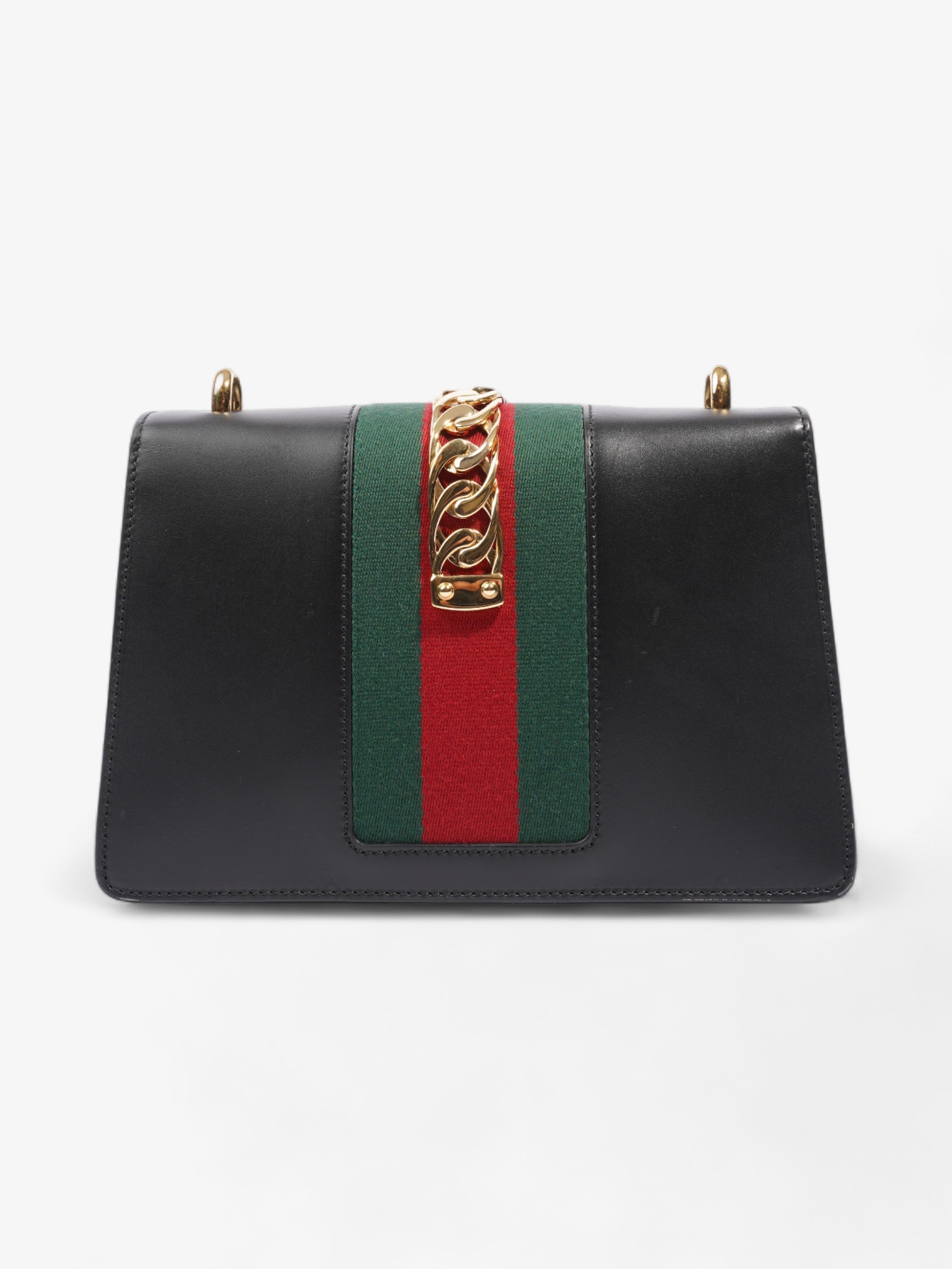 Gucci Sylvie Black / Green / Red Calfskin Leather Small