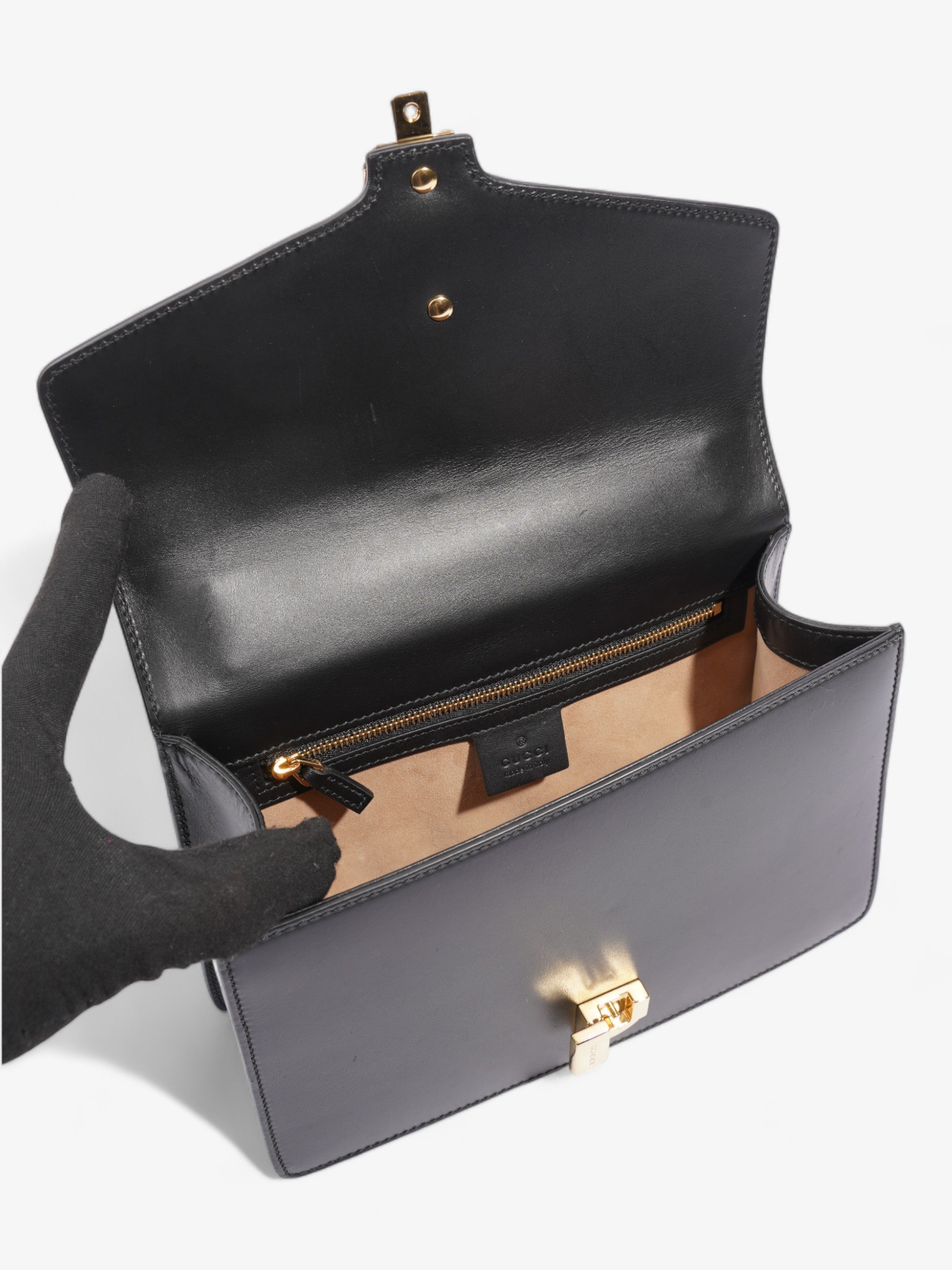 Gucci Sylvie Black / Green / Red Calfskin Leather Small