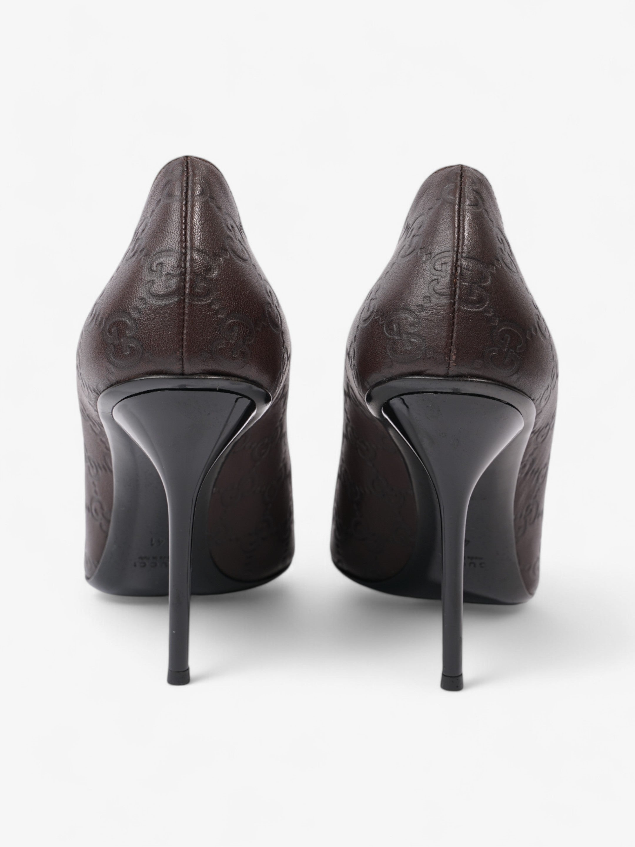 Gucci Guccissima Heels 115mm Chocolate Brown Leather EU 41 UK 8