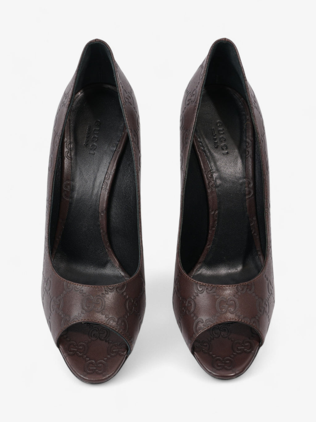 Gucci Guccissima Heels 115mm Chocolate Brown Leather EU 41 UK 8