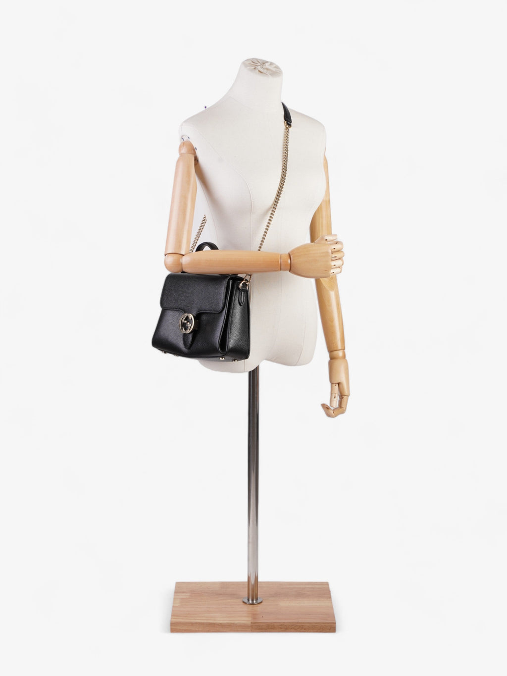 Gucci Interlocking G Shoulder Black Leather
