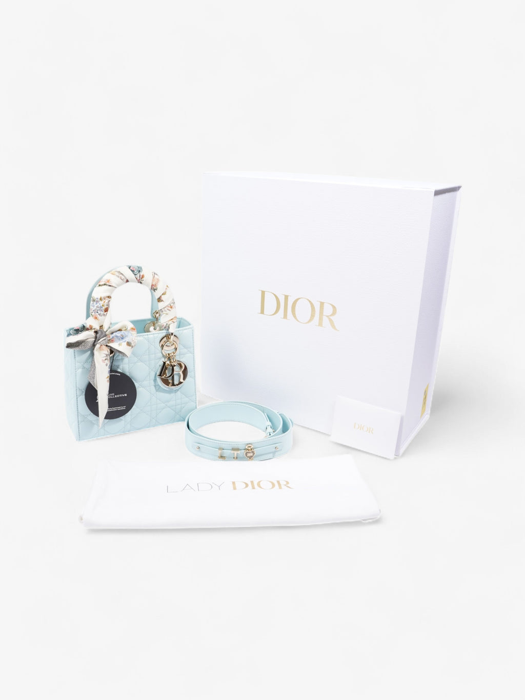 Christian Dior Lady Dior Pale Blue Lambskin Leather Small