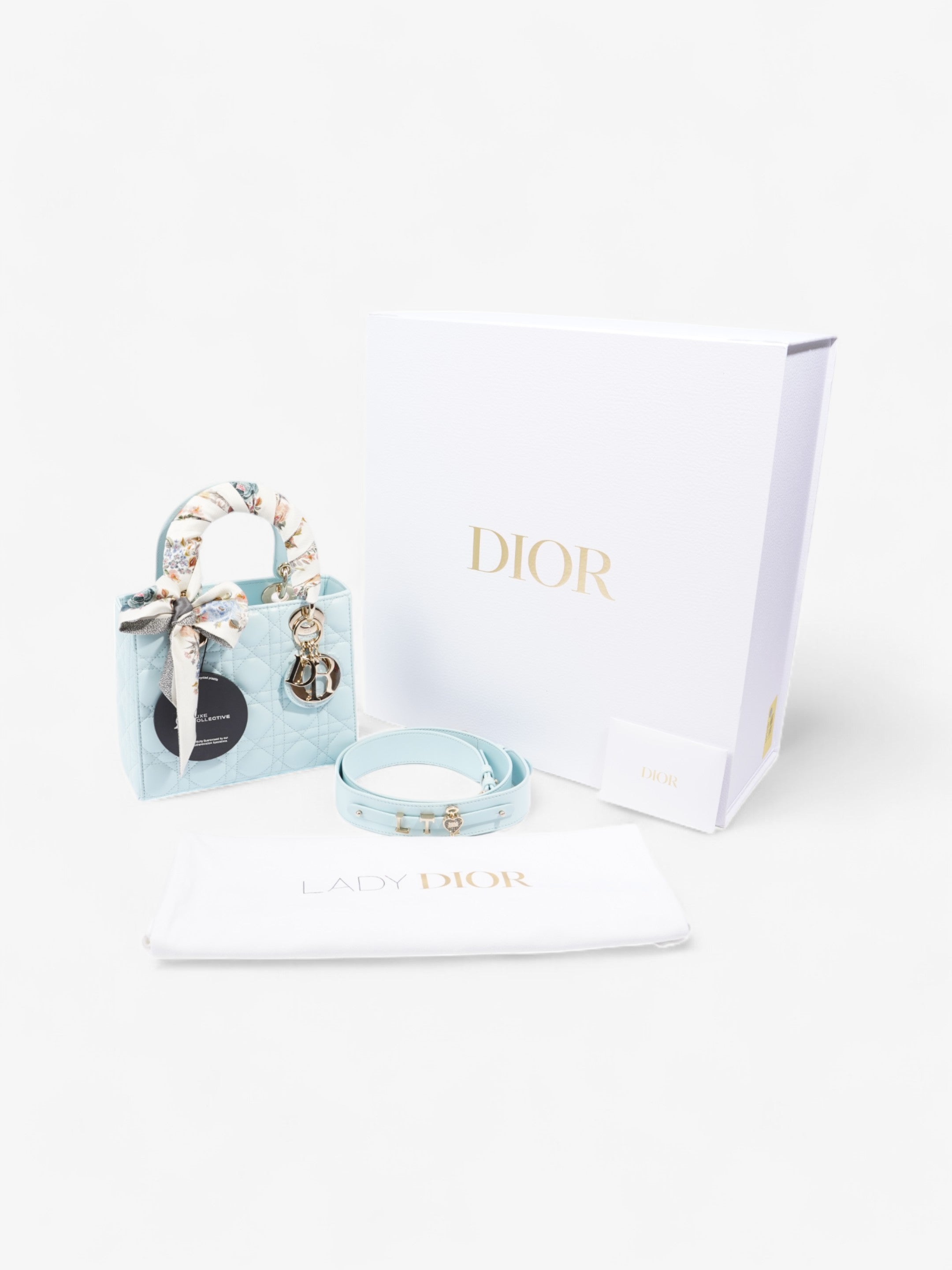 Christian Dior Lady Dior Pale Blue Lambskin Leather Small