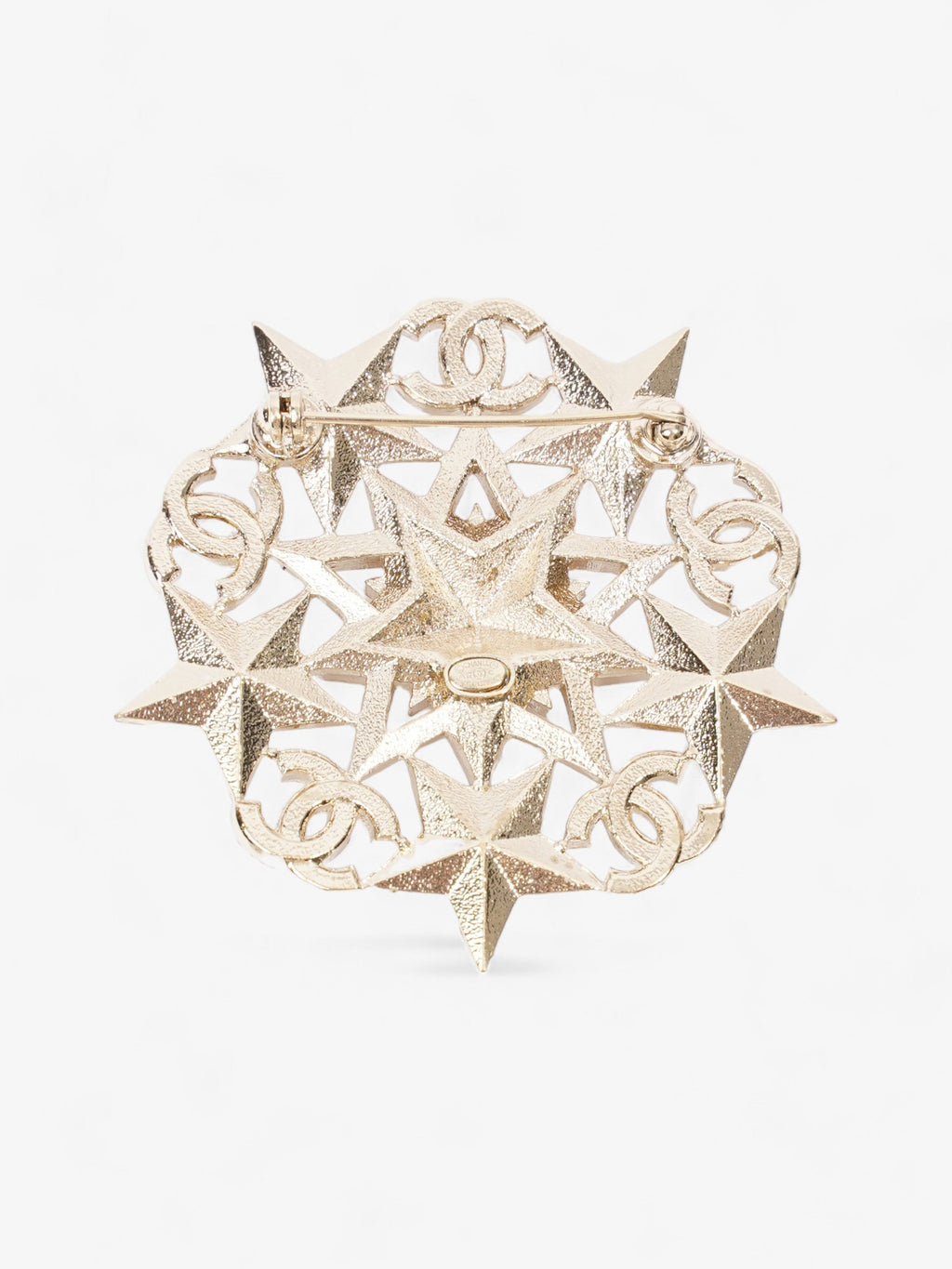 Chanel Crystal Star Burst Brooch Silver Base Metal