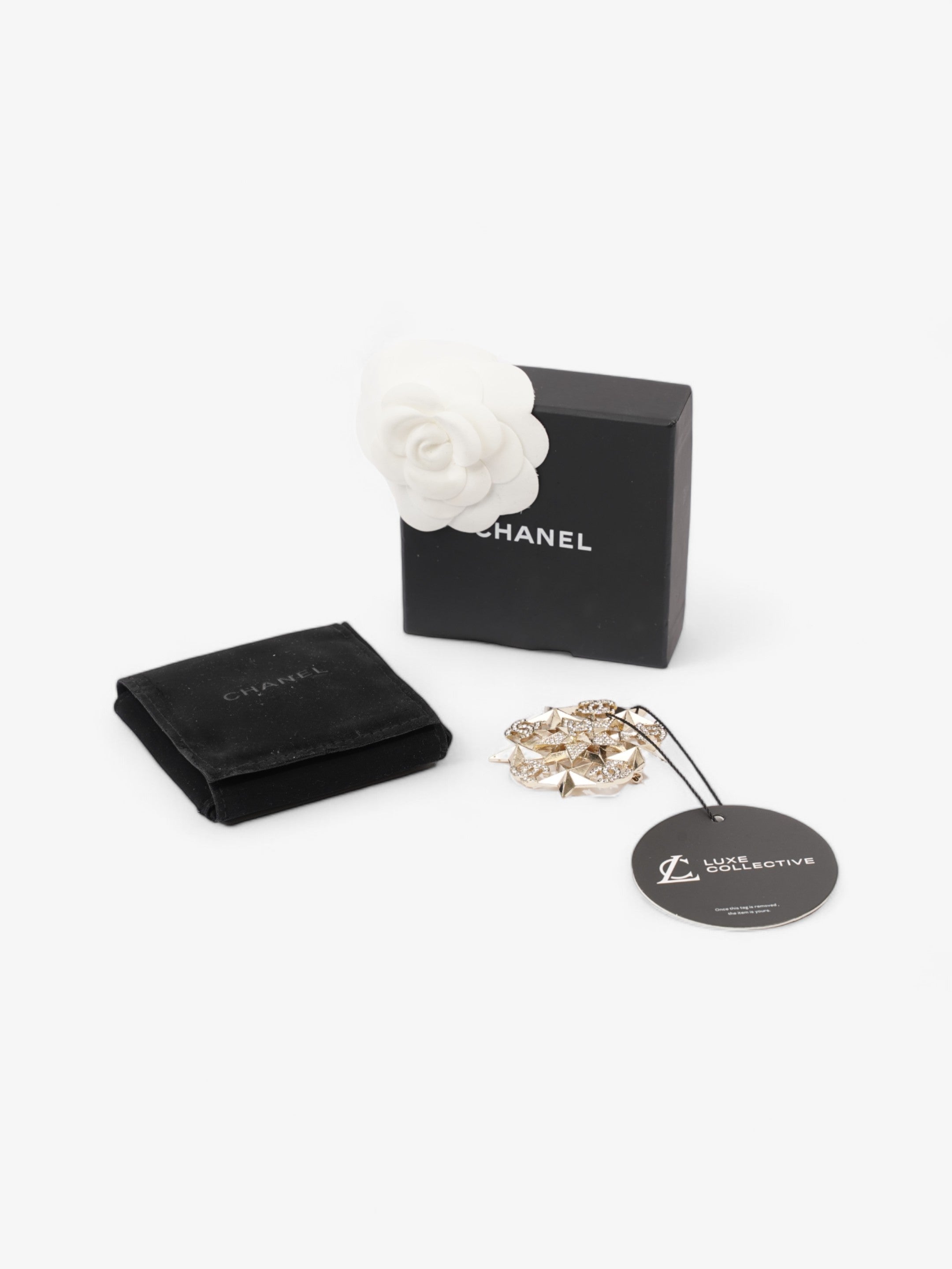 Chanel Crystal Star Burst Brooch Silver Base Metal