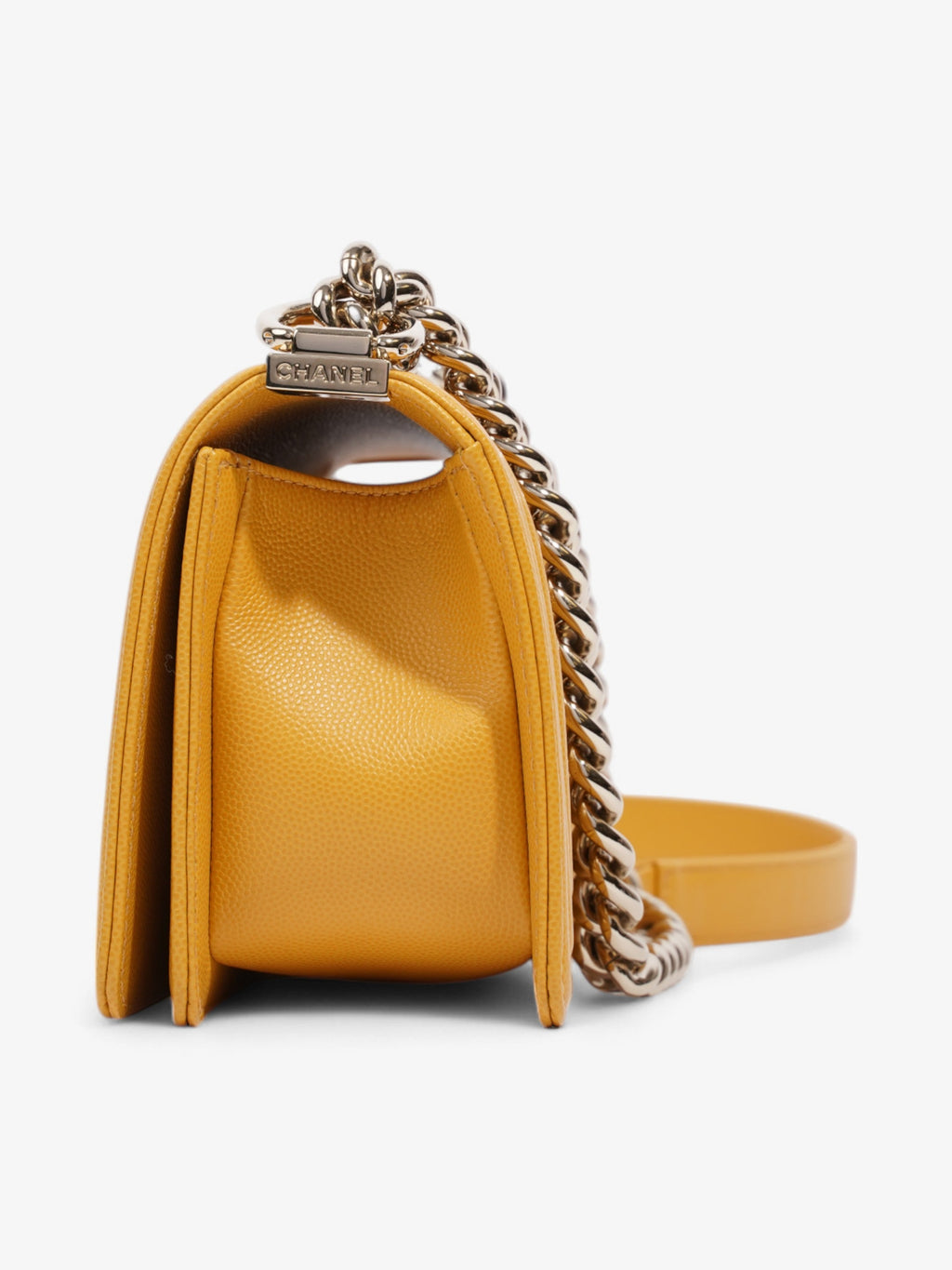 Chanel Boy Bag Mustard Caviar Leather Small