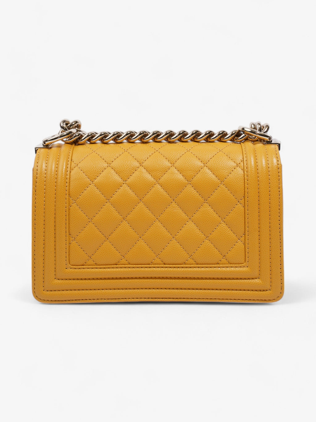 Chanel Boy Bag Mustard Caviar Leather Small