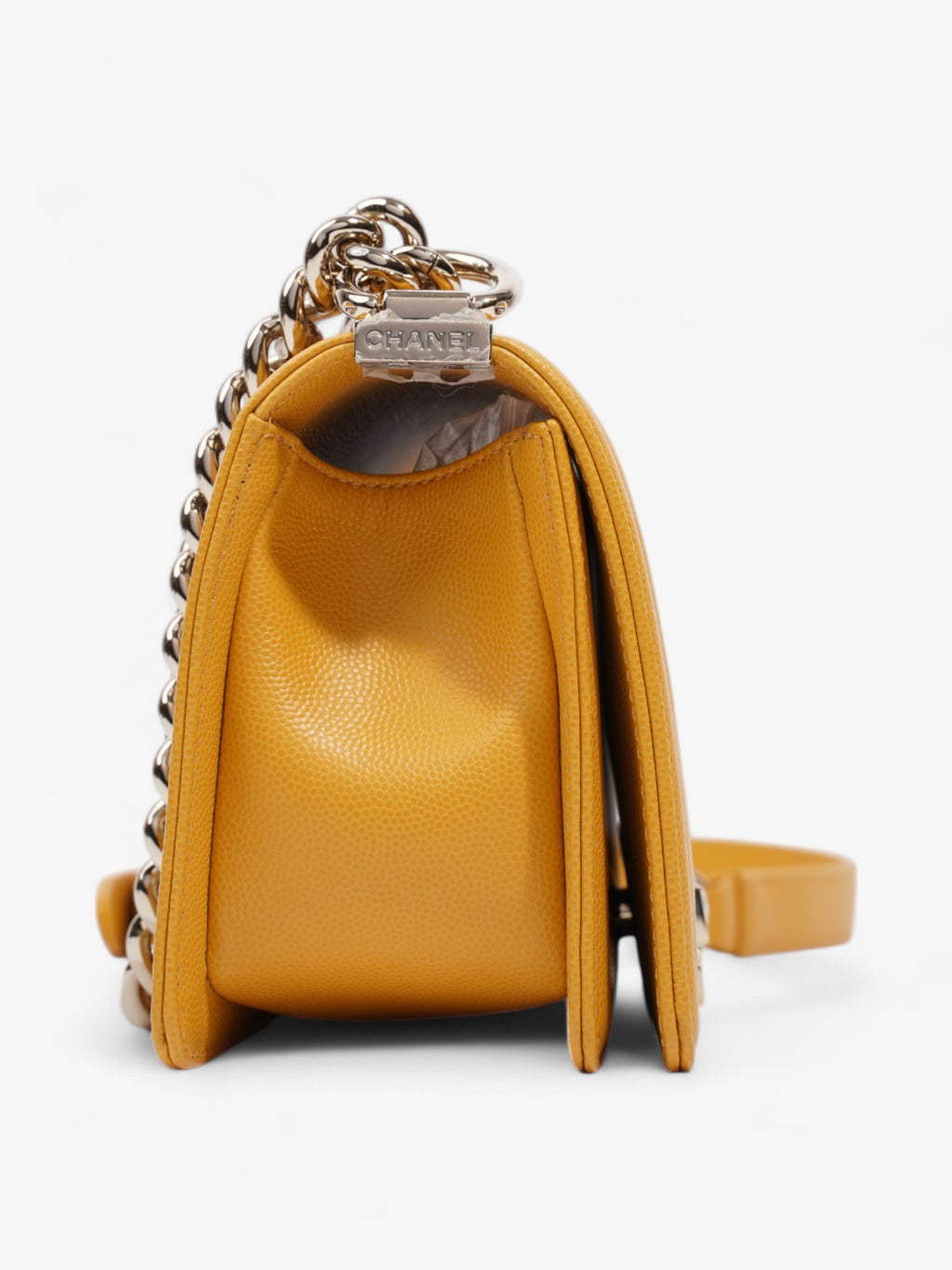 Chanel Boy Bag Mustard Caviar Leather Small