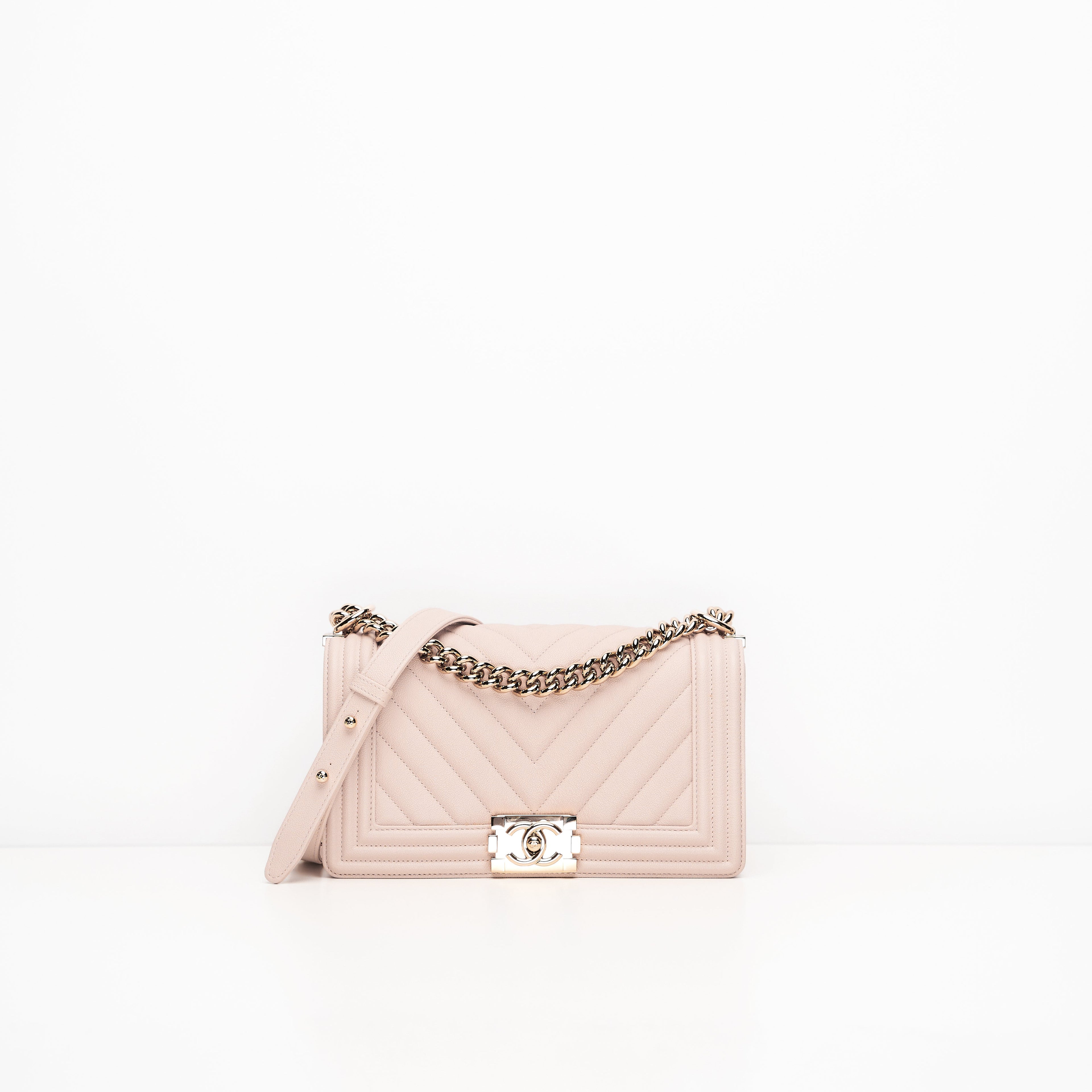 Chanel Le Boy Medium Pink Grained Calfskin GHW