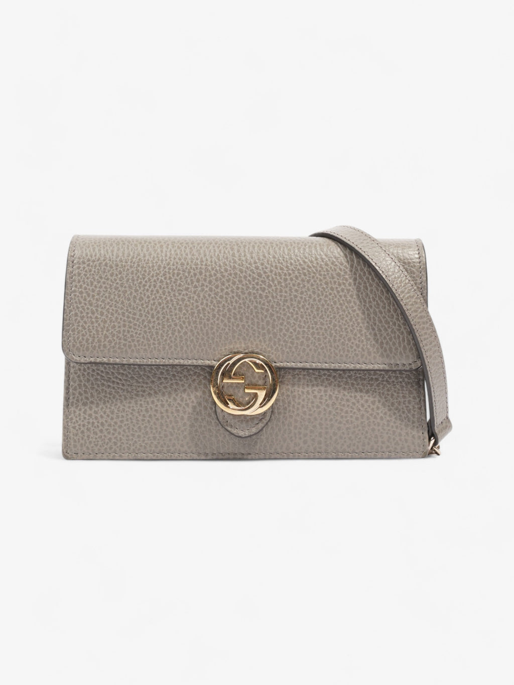 Gucci Dollar Interlocking G Chain Wallet Grey Calfskin Leather