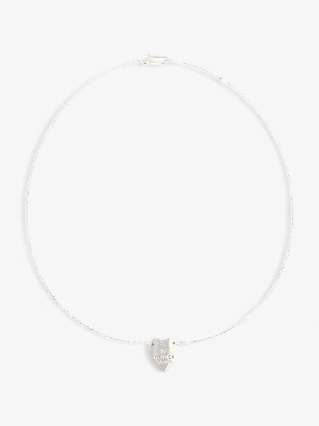 Gucci Trademark Heart Necklace Silver Silver Sterling