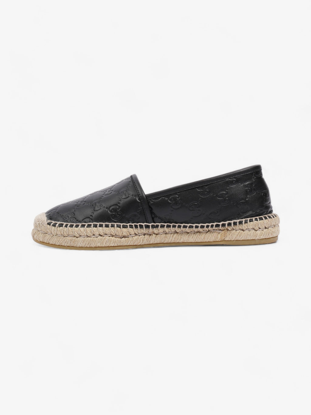 Gucci GG Embossed Espadrille Black Leather EU 39.5 UK 6.5