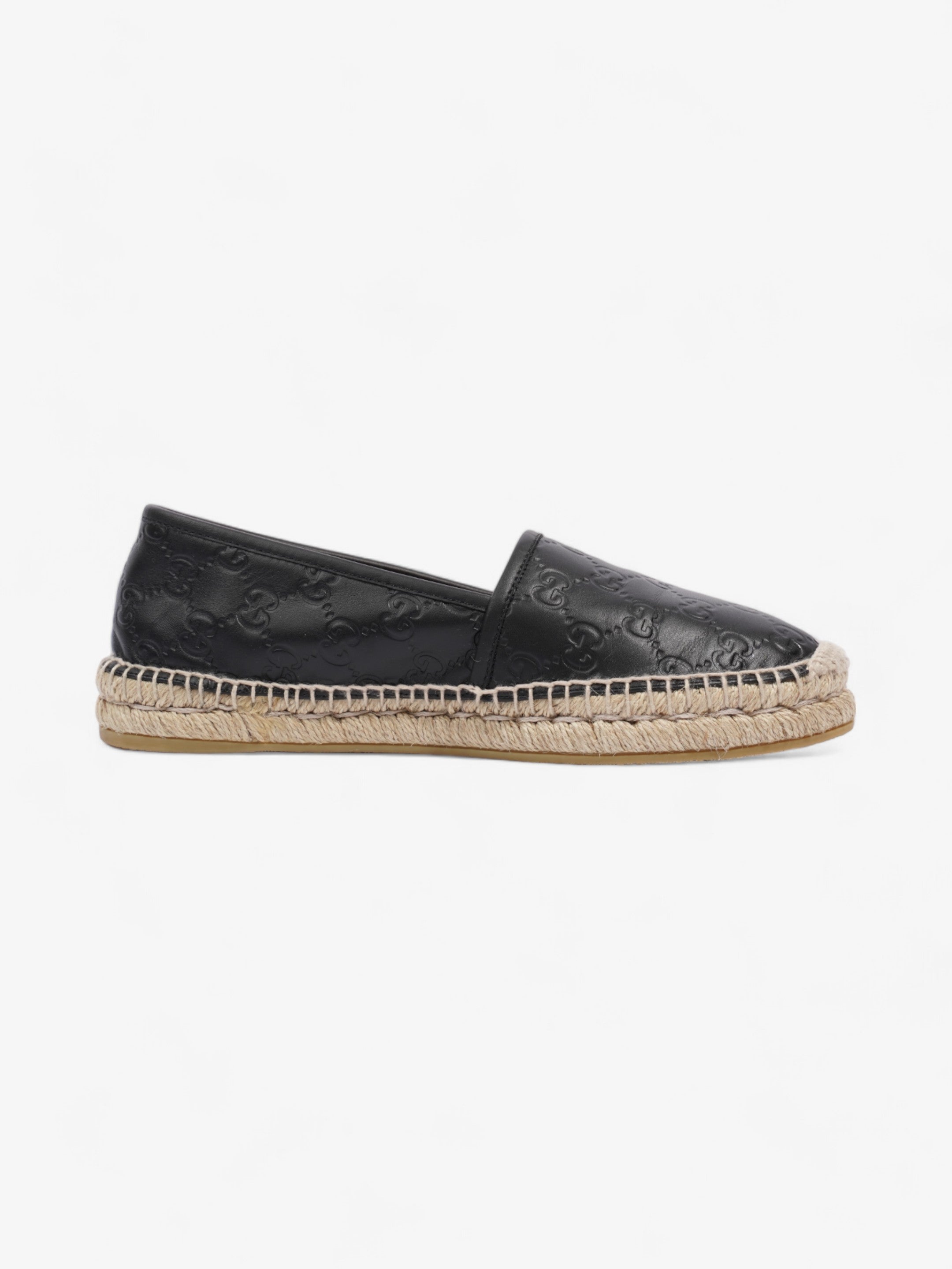 Gucci GG Embossed Espadrille Black Leather EU 39.5 UK 6.5