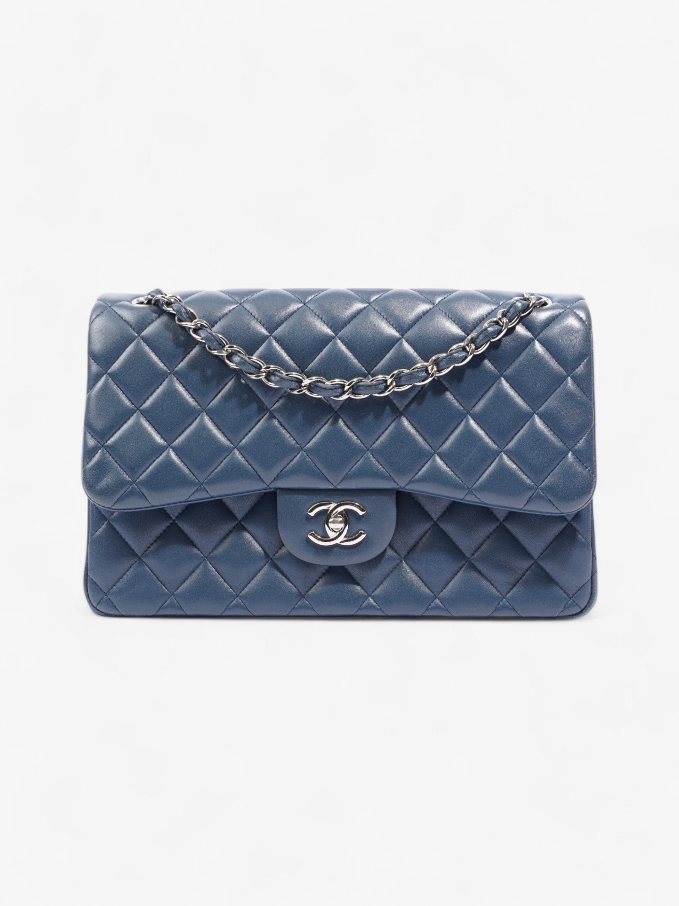 Chanel Classic Flap Blue Lambskin Leather Large