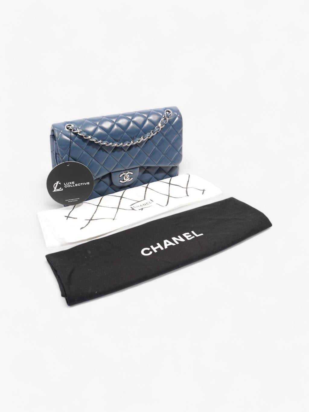 Chanel Classic Flap Blue Lambskin Leather Large
