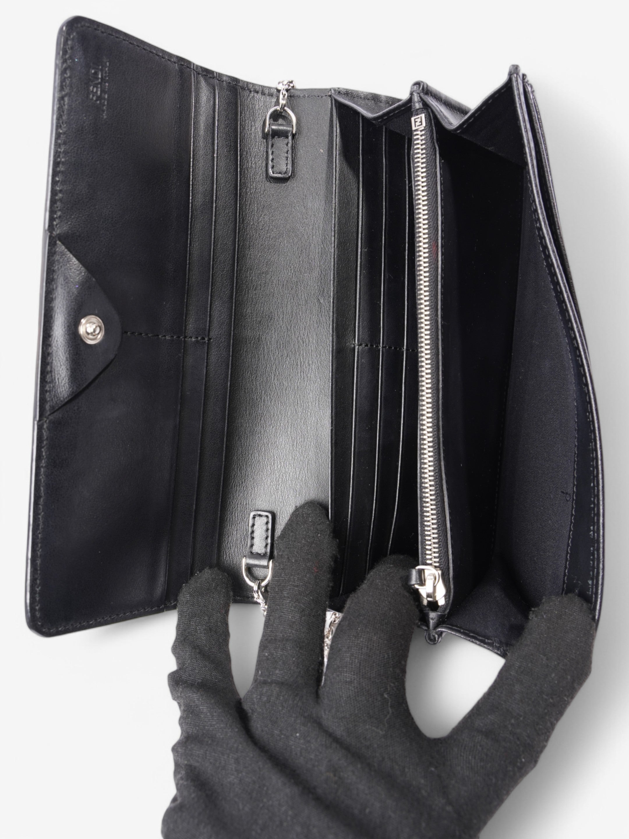 Fendi Wallet On Chain Black / Multicolour Leather