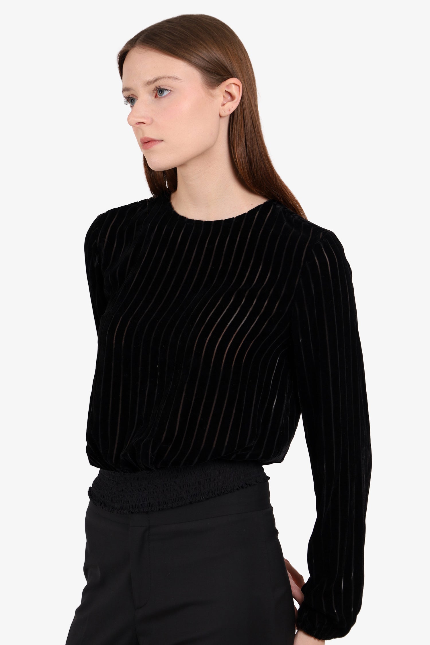 Cami NYC Black Velvet Striped Cut-out Top size Small