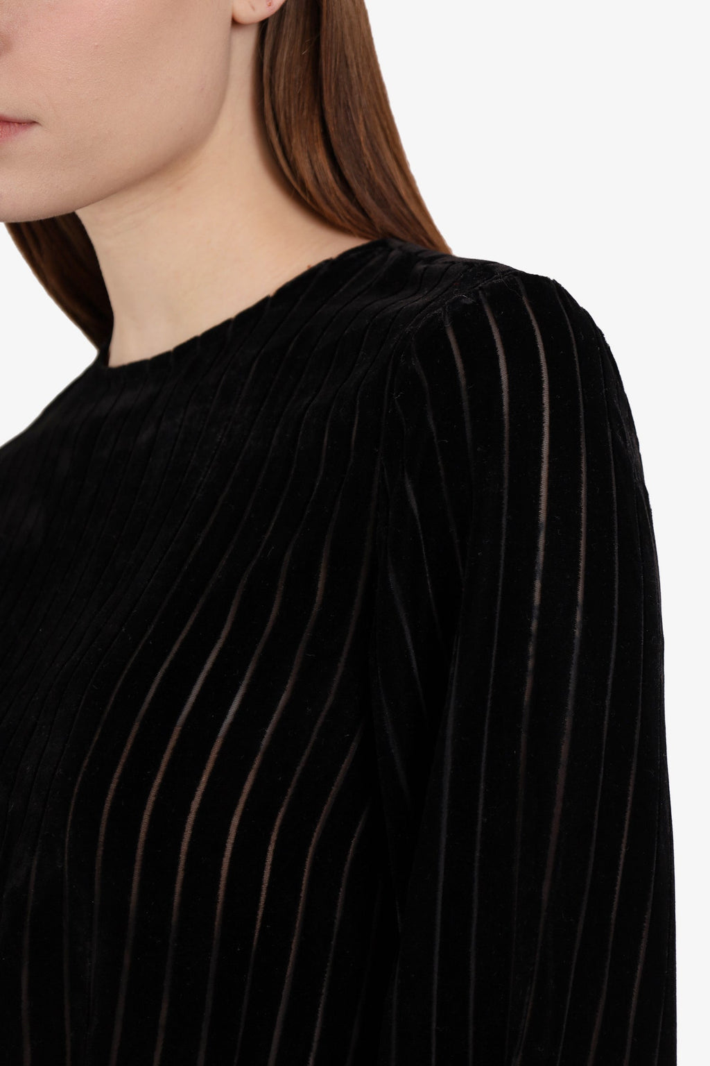 Cami NYC Black Velvet Striped Cut-out Top size Small