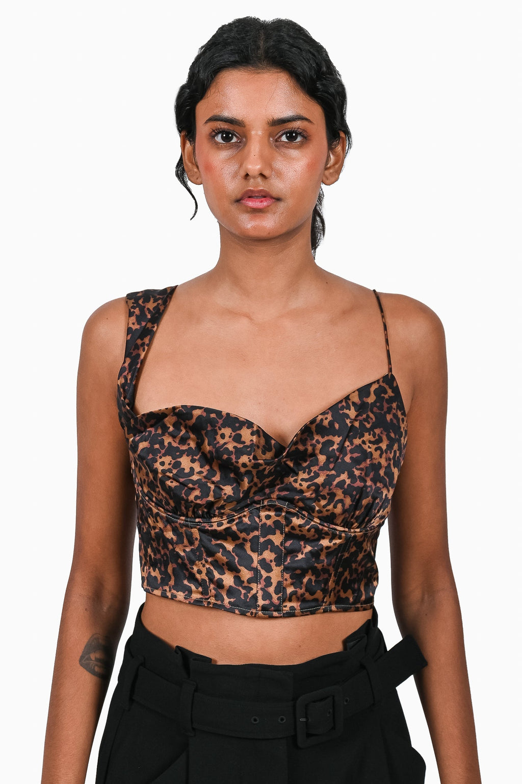 Cami NYC Brown Animal Printed Silk 'Della' Cami Underwire Top Size S