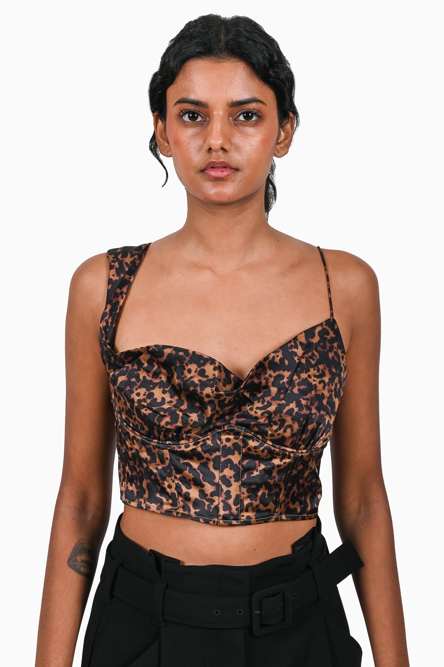 Cami NYC Brown Animal Printed Silk 'Della' Cami Underwire Top Size S