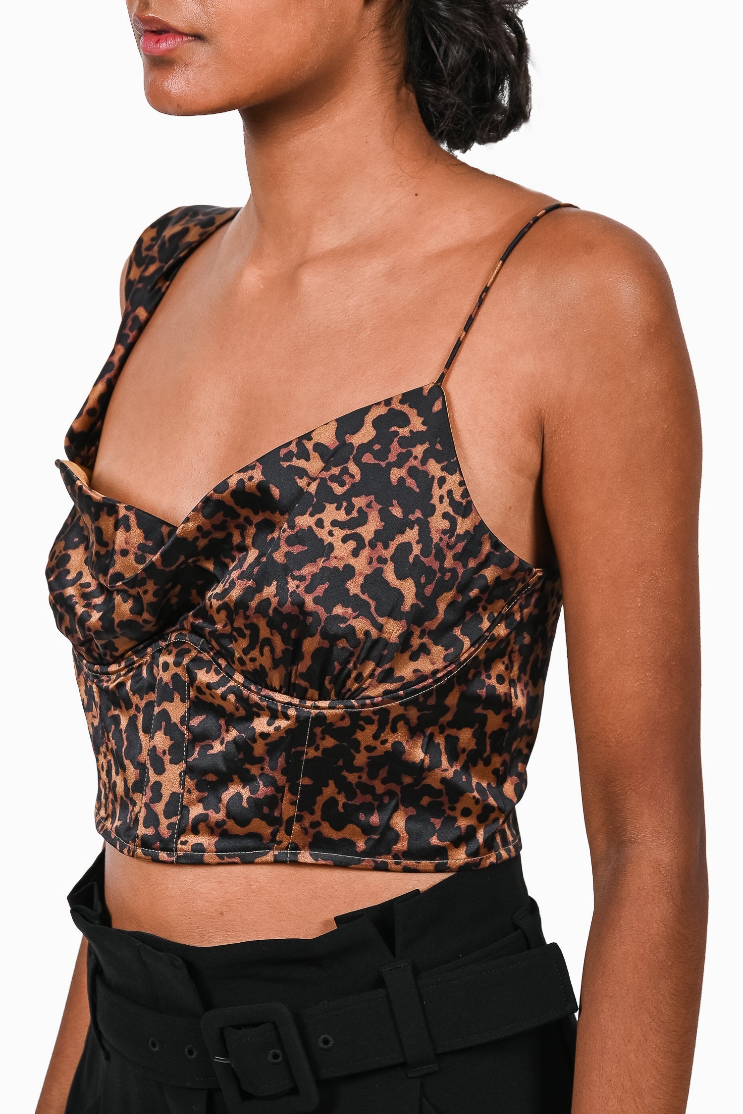 Cami NYC Brown Animal Printed Silk 'Della' Cami Underwire Top Size S