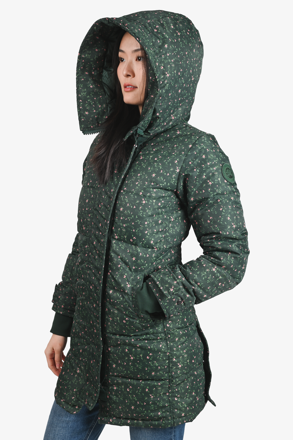 Canada Goose X Reformation Green Floral Puffer Coat Size XXS