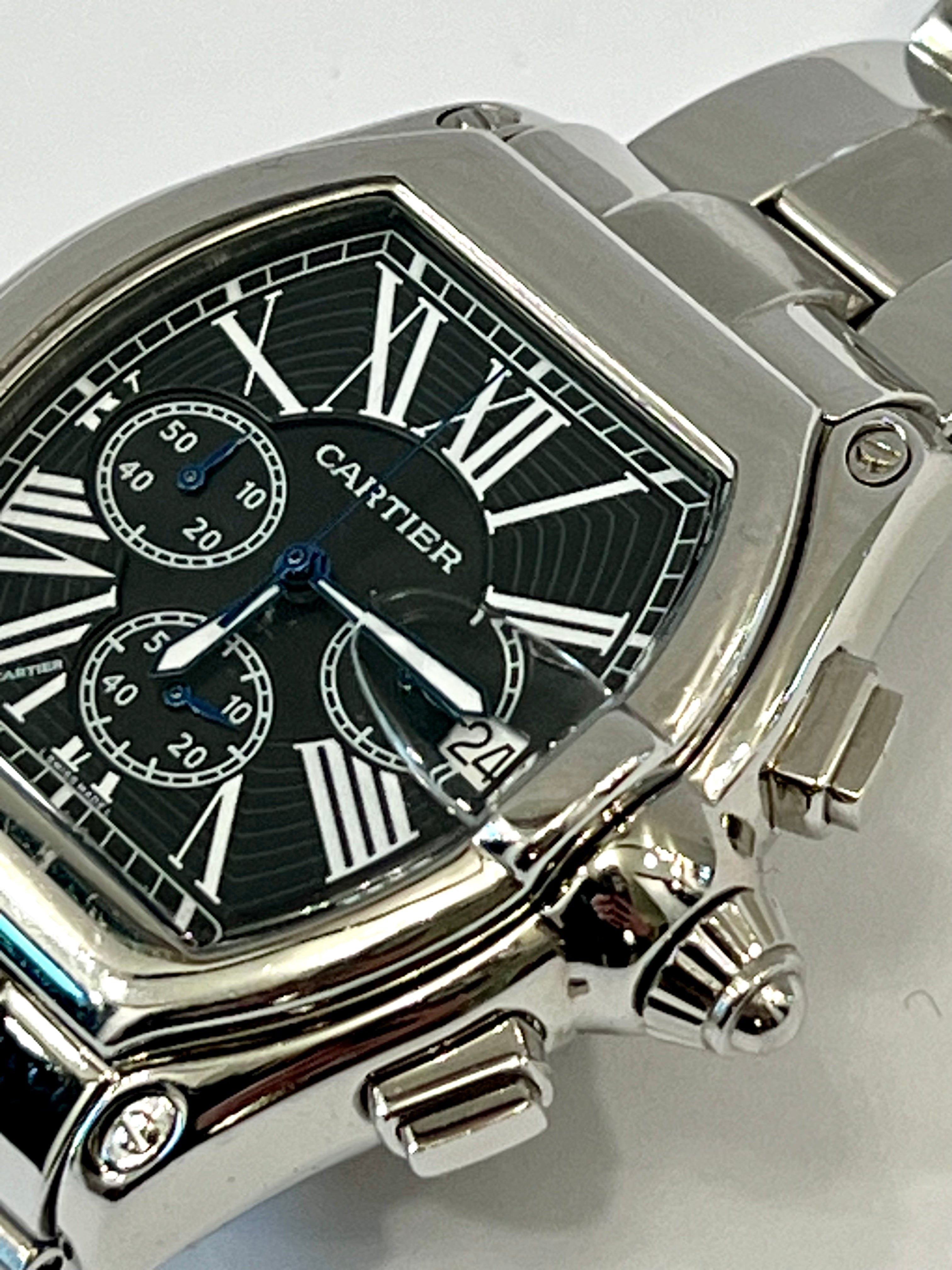 CARTIER ROADSTAR CHRONOGRAPH STAINLESS STEEL XL WATCH W62020X6