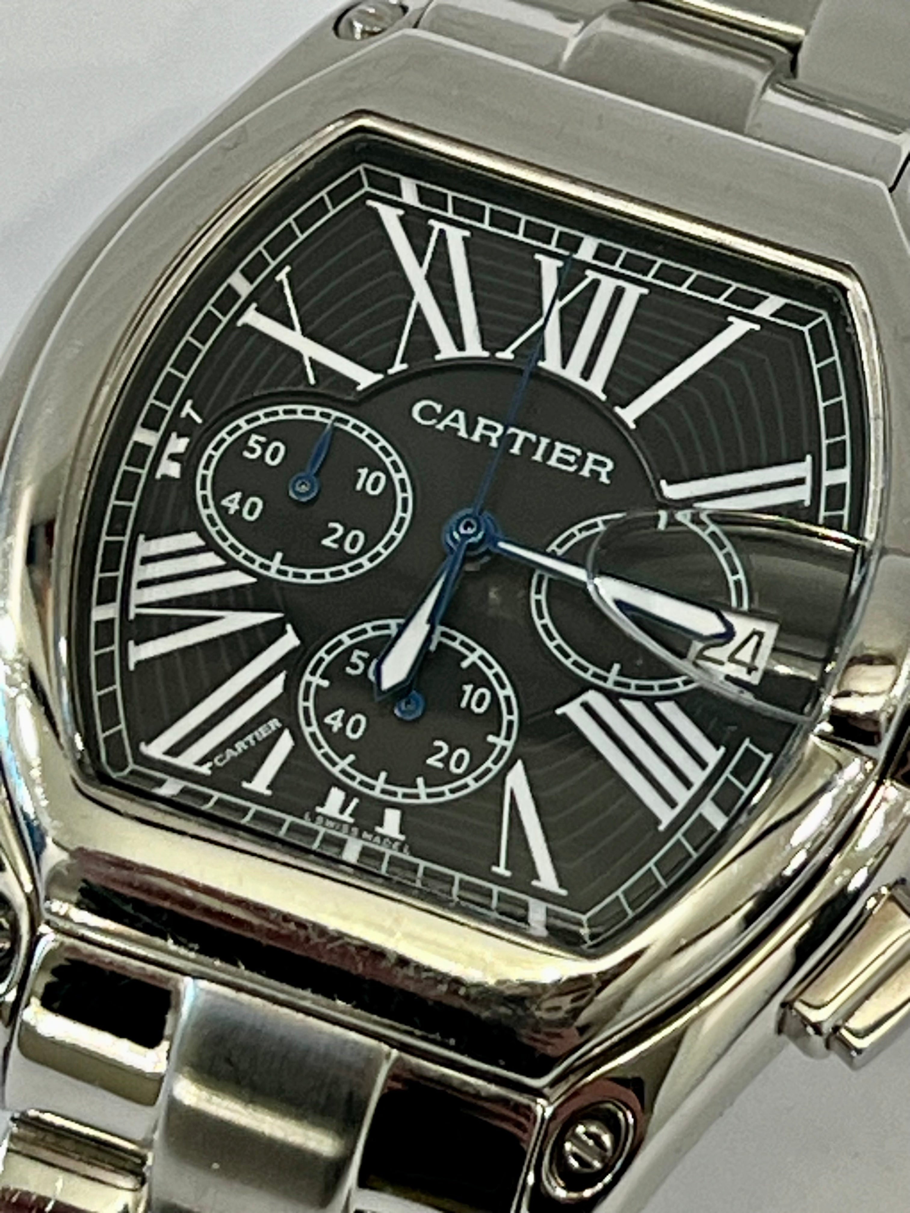 CARTIER ROADSTAR CHRONOGRAPH STAINLESS STEEL XL WATCH W62020X6