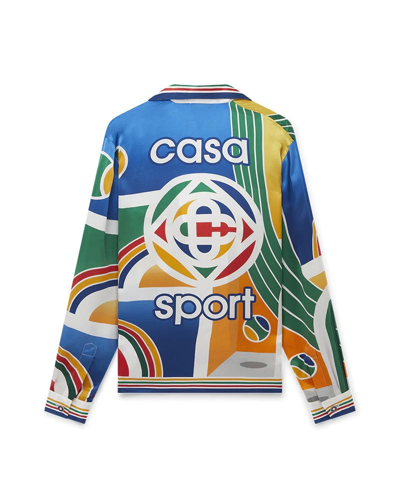 CASABLANCA PARIS CASA SPORT PRINT SILK SHIRT