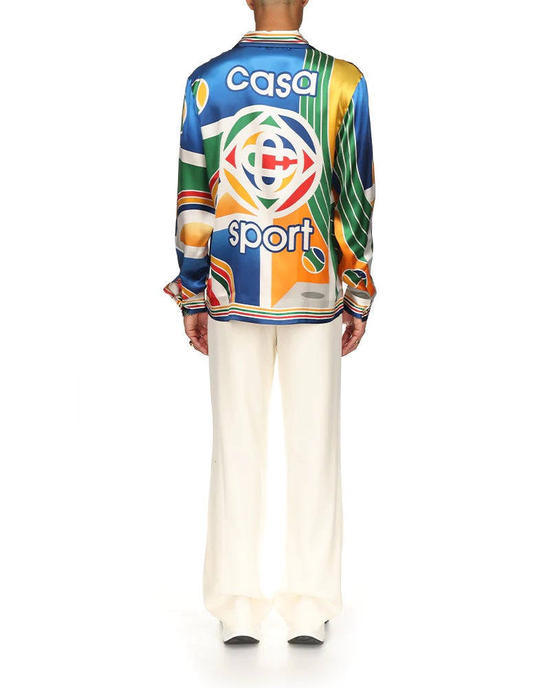 CASABLANCA PARIS CASA SPORT PRINT SILK SHIRT