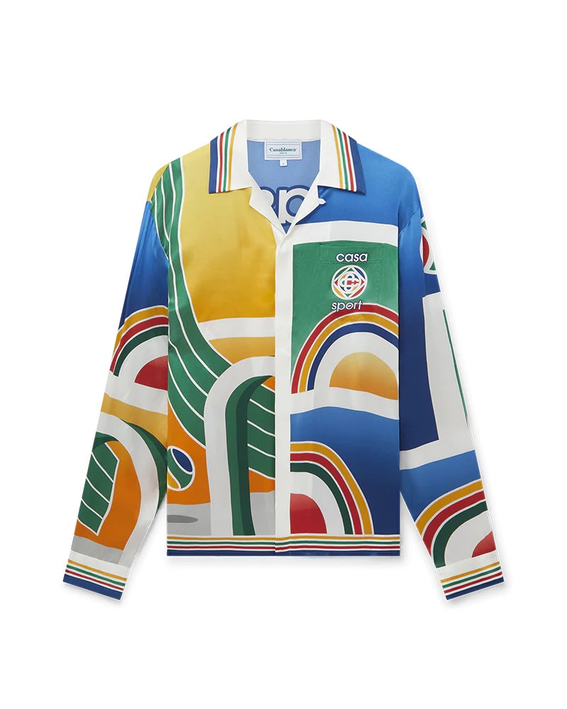 CASABLANCA PARIS CASA SPORT PRINT SILK SHIRT