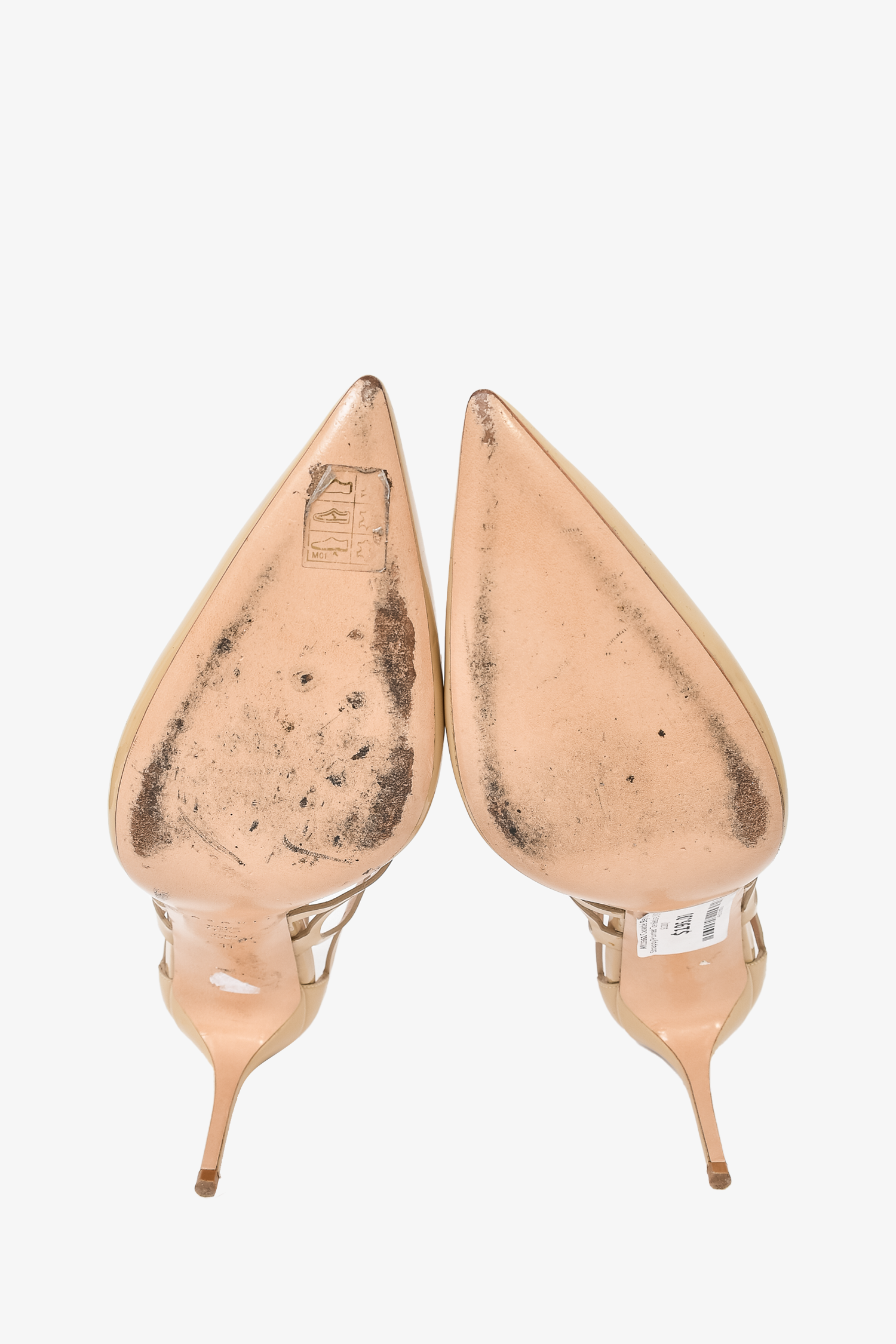 Casadei Beige Patent Strappy Pointed Toe Heels Size 41