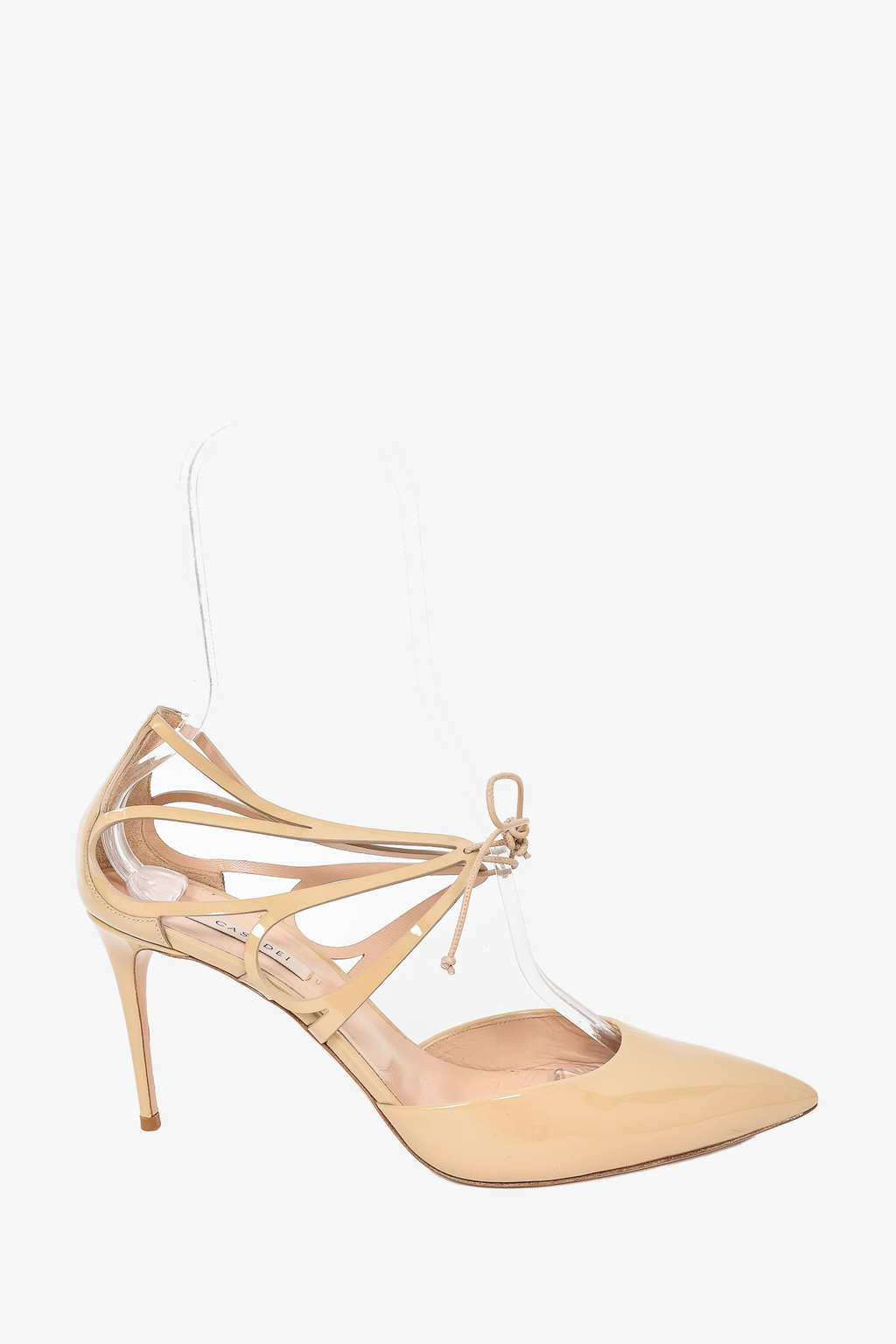 Casadei Beige Patent Strappy Pointed Toe Heels Size 41