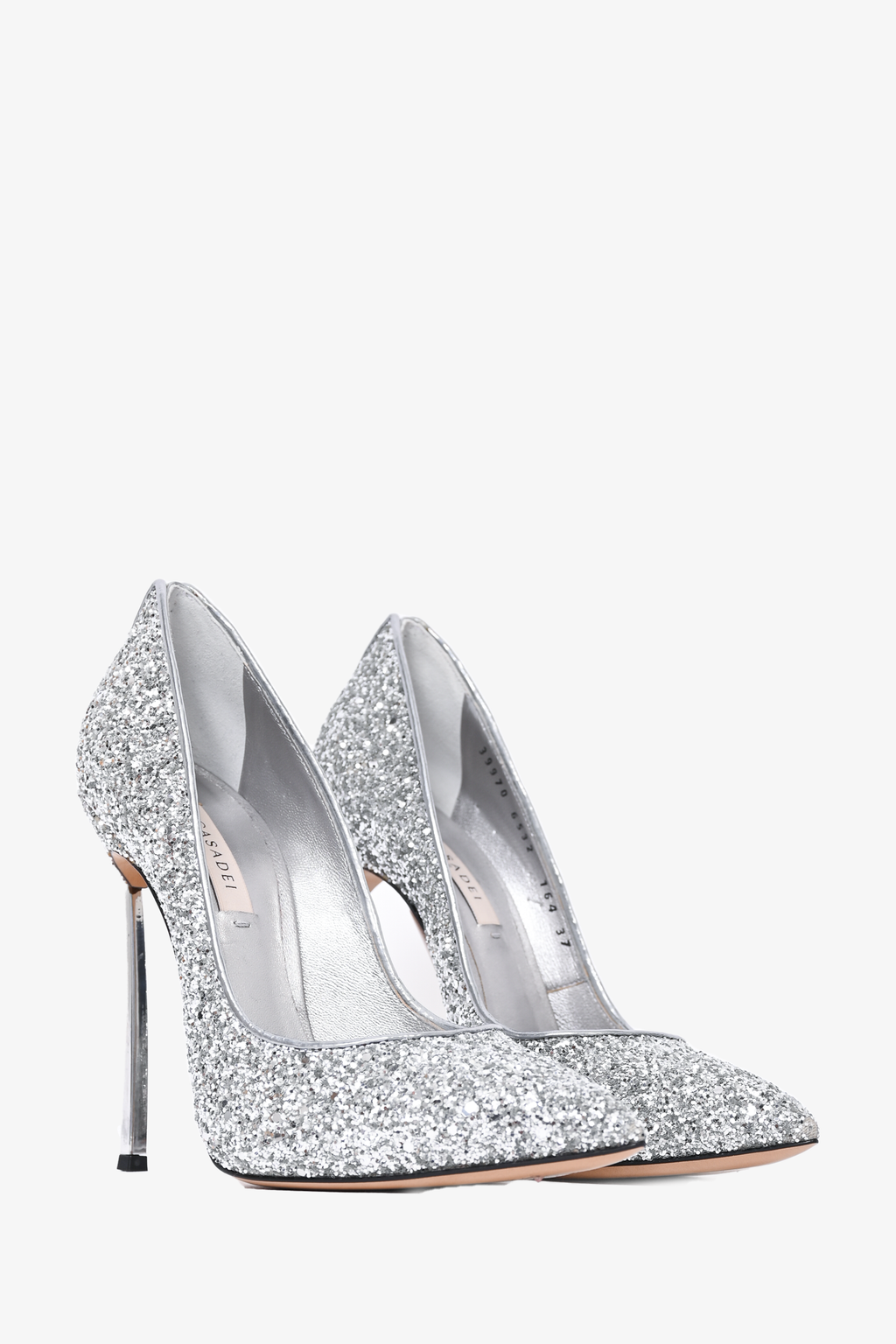 Casadei Silver Glittered Pointed Toe Heels Size 7