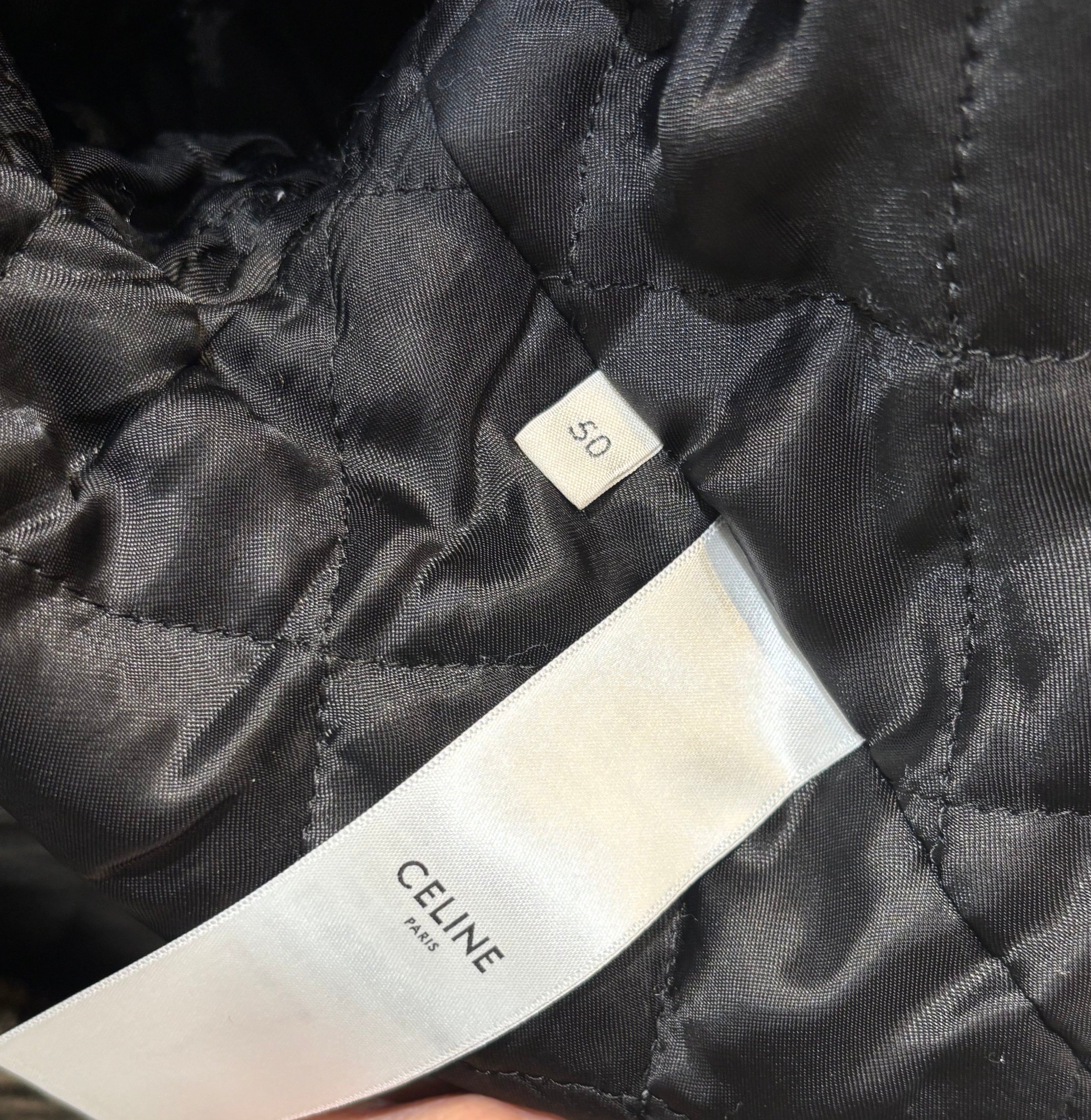 CÉLINE CHECKED WOOL OVERSHIRT IN CAMEL NOIR