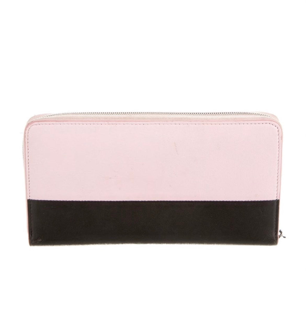 CÉLINE LARGE SOLO TWO-TONE LAMBSKIN LEATHER ZIPPY WALLET
