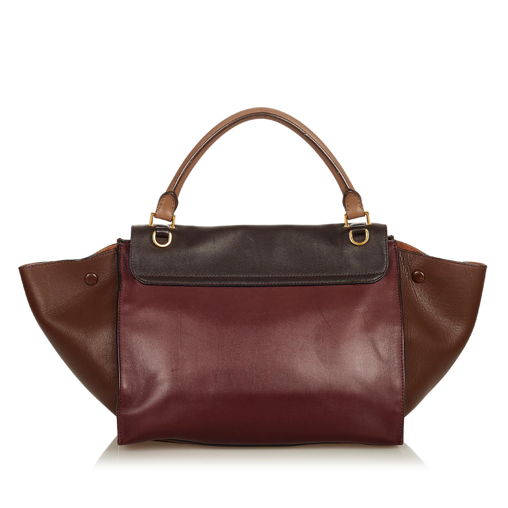 Celine Trapeze Bicolor Leather Satchel (SHG-26435)