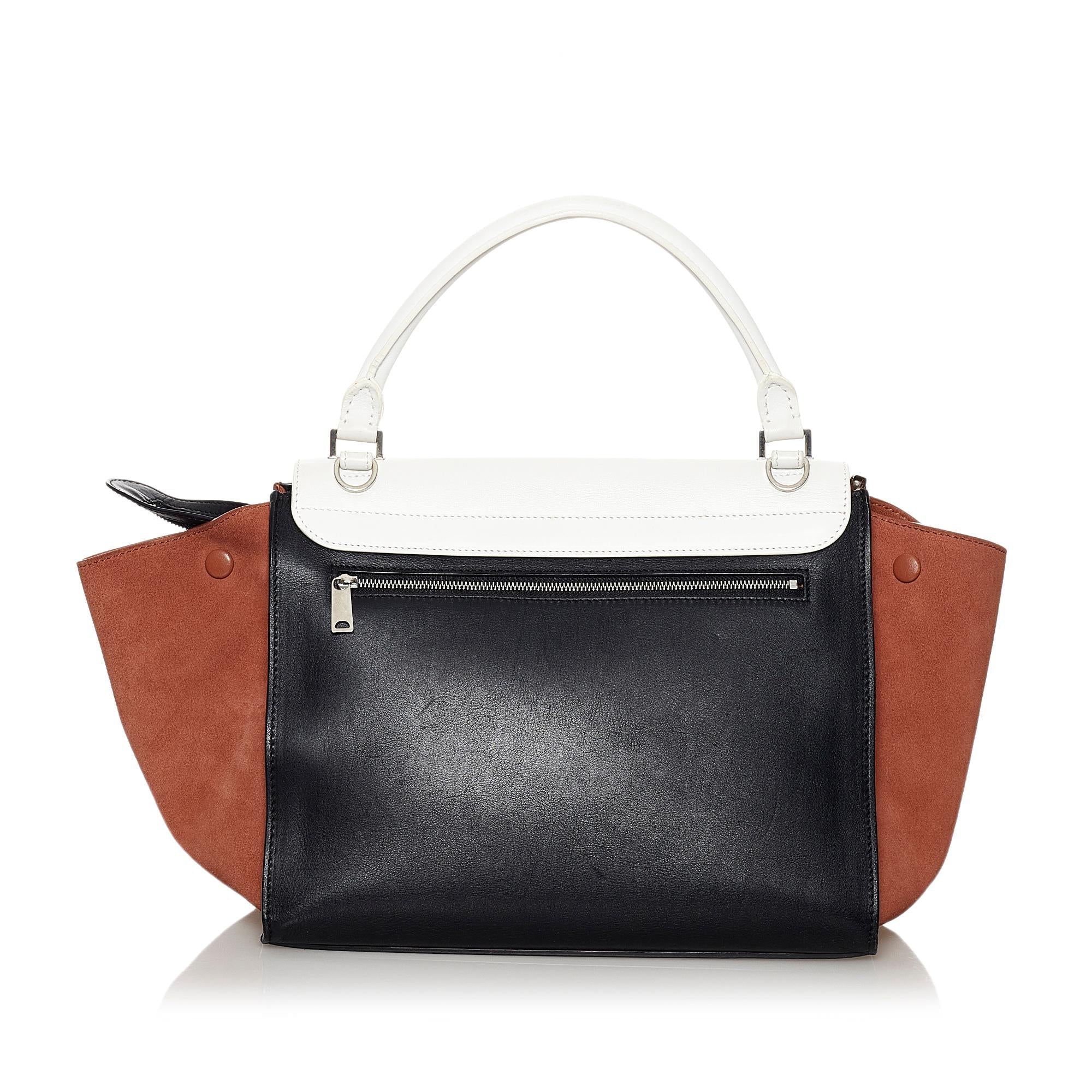 Celine Trapeze Tricolor Leather Satchel (SHG-32620)