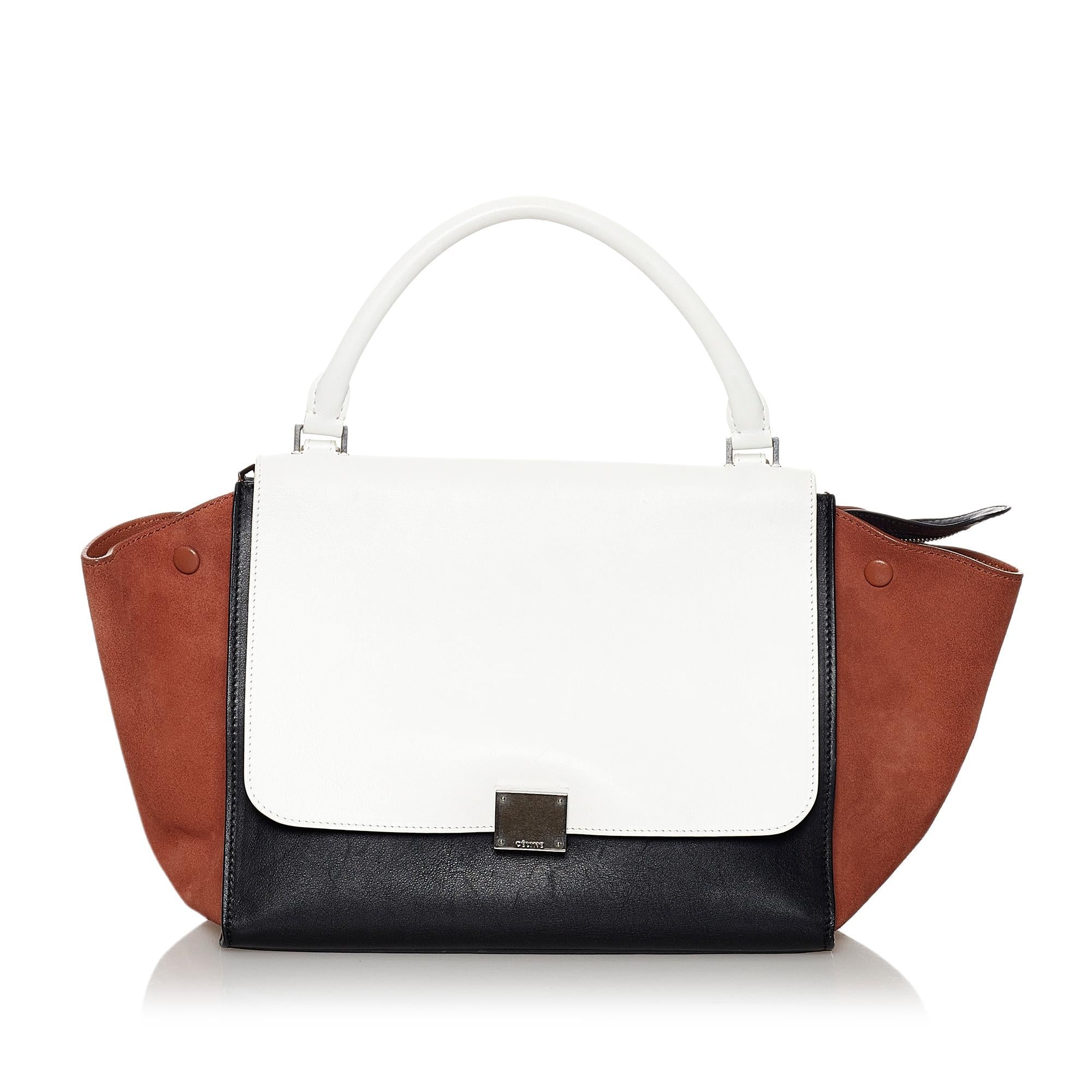 Celine Trapeze Tricolor Leather Satchel (SHG-32620)