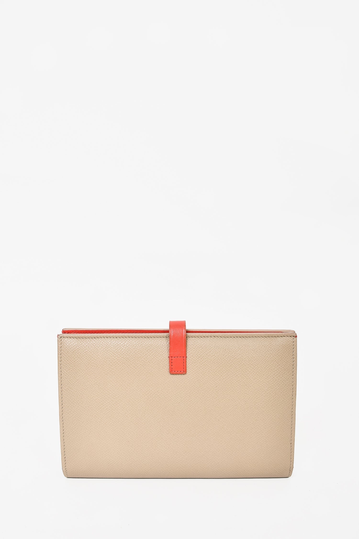 Celine Beige/Coral Leather Large Strap Wallet