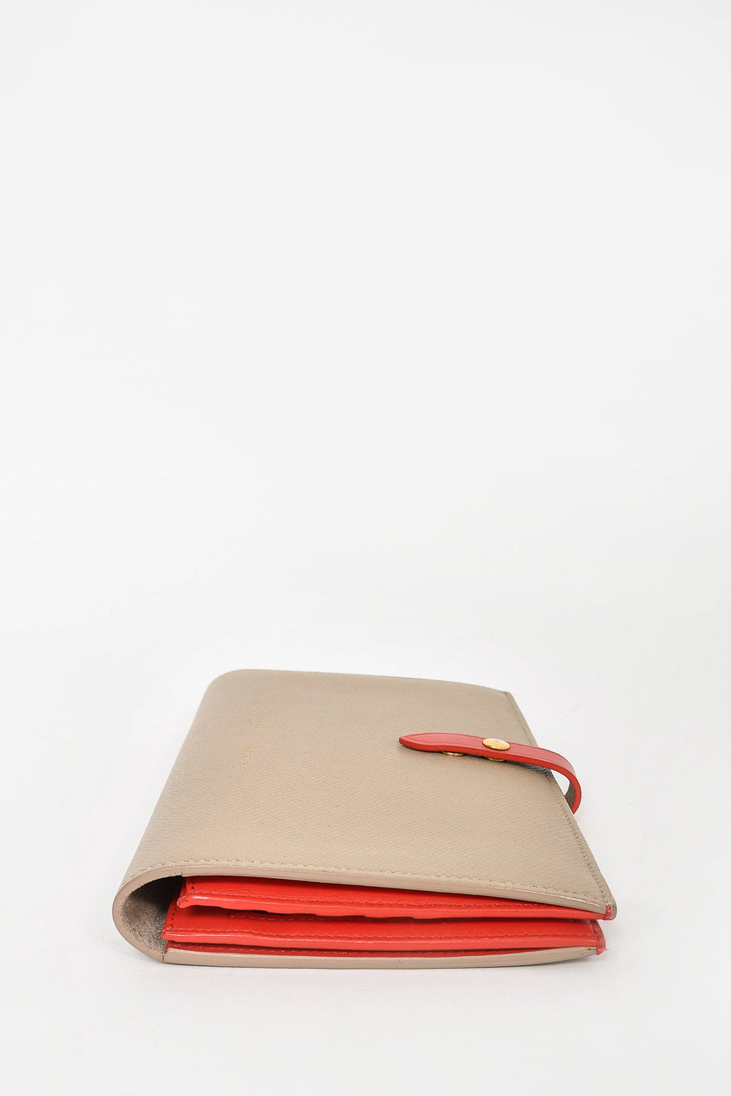 Celine Beige/Coral Leather Large Strap Wallet