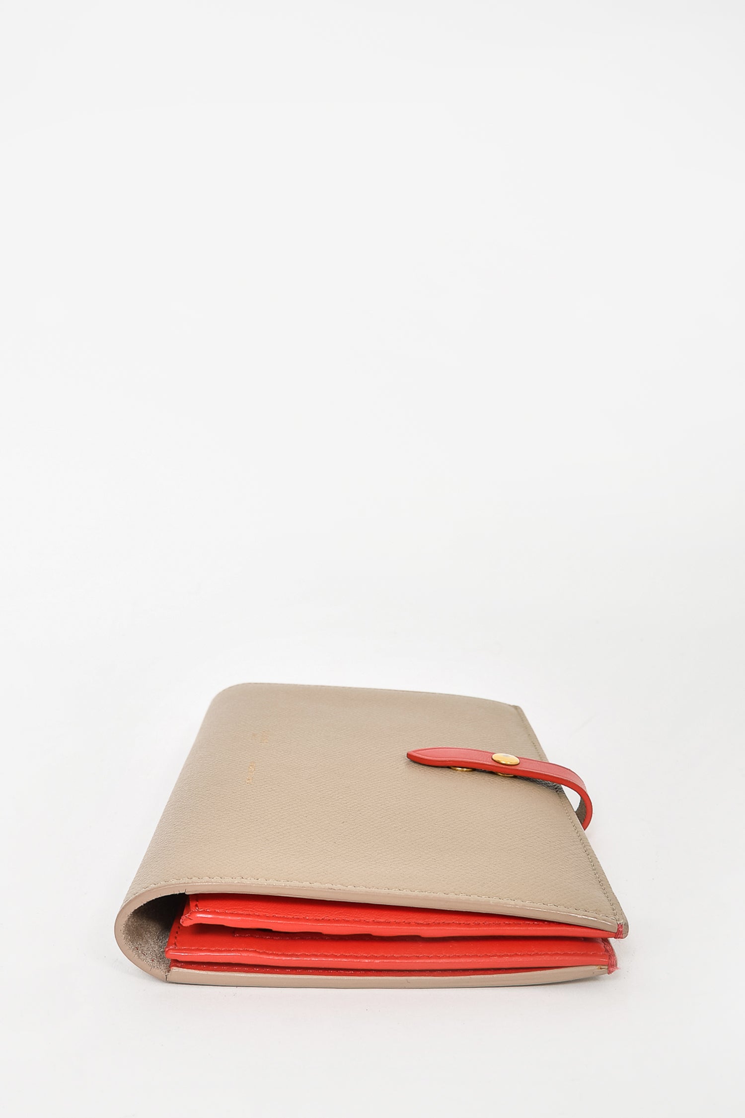 Celine Beige/Coral Leather Large Strap Wallet