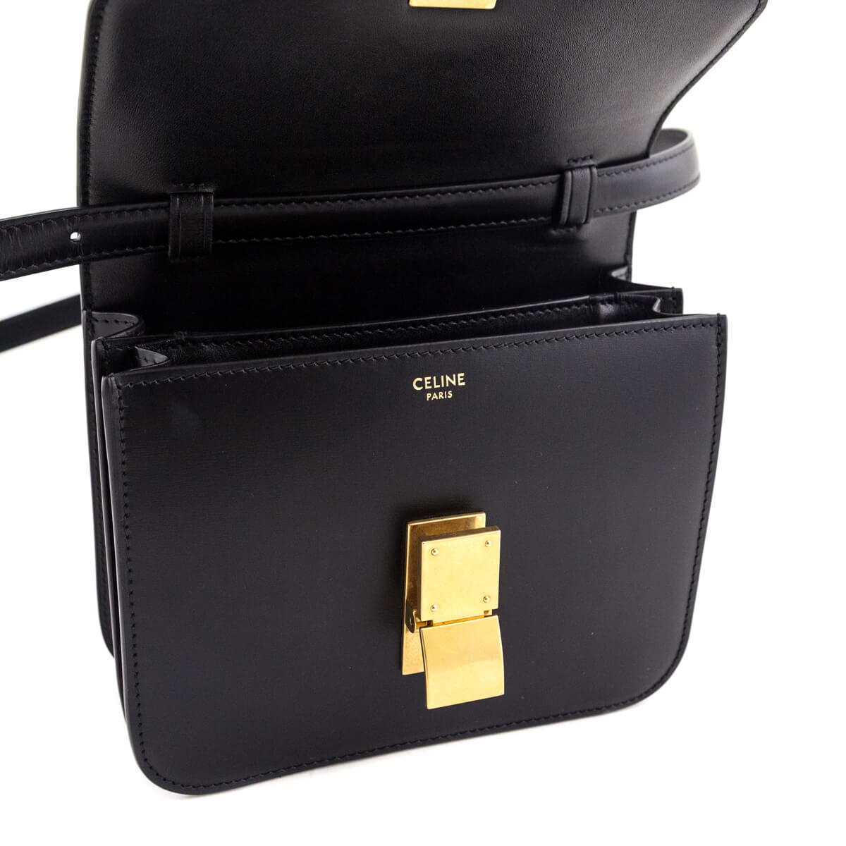 Celine Black Box Calfskin Teen Classic Box Flap Bag