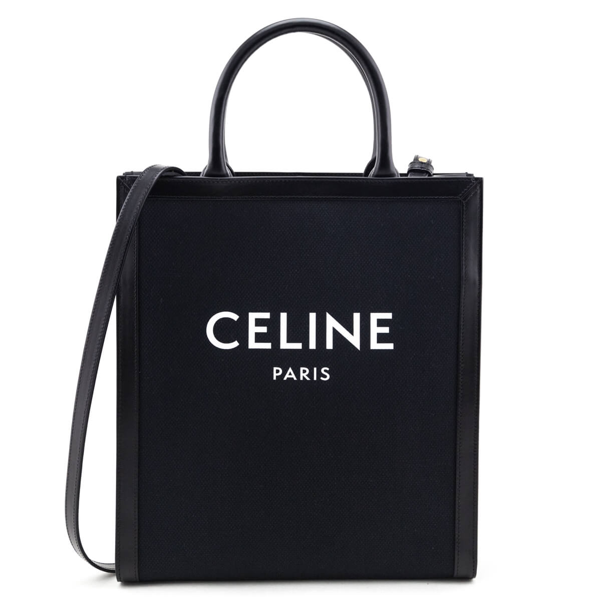 Celine Black Canvas & Calfskin Small Vertical Cabas Tote