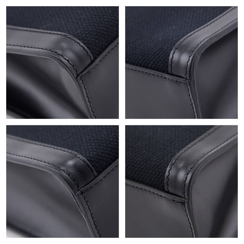 Celine Black Canvas & Calfskin Small Vertical Cabas Tote